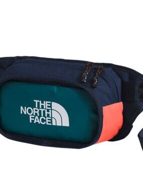 The North Face Explore Hip Pack in a blue and orange colorway